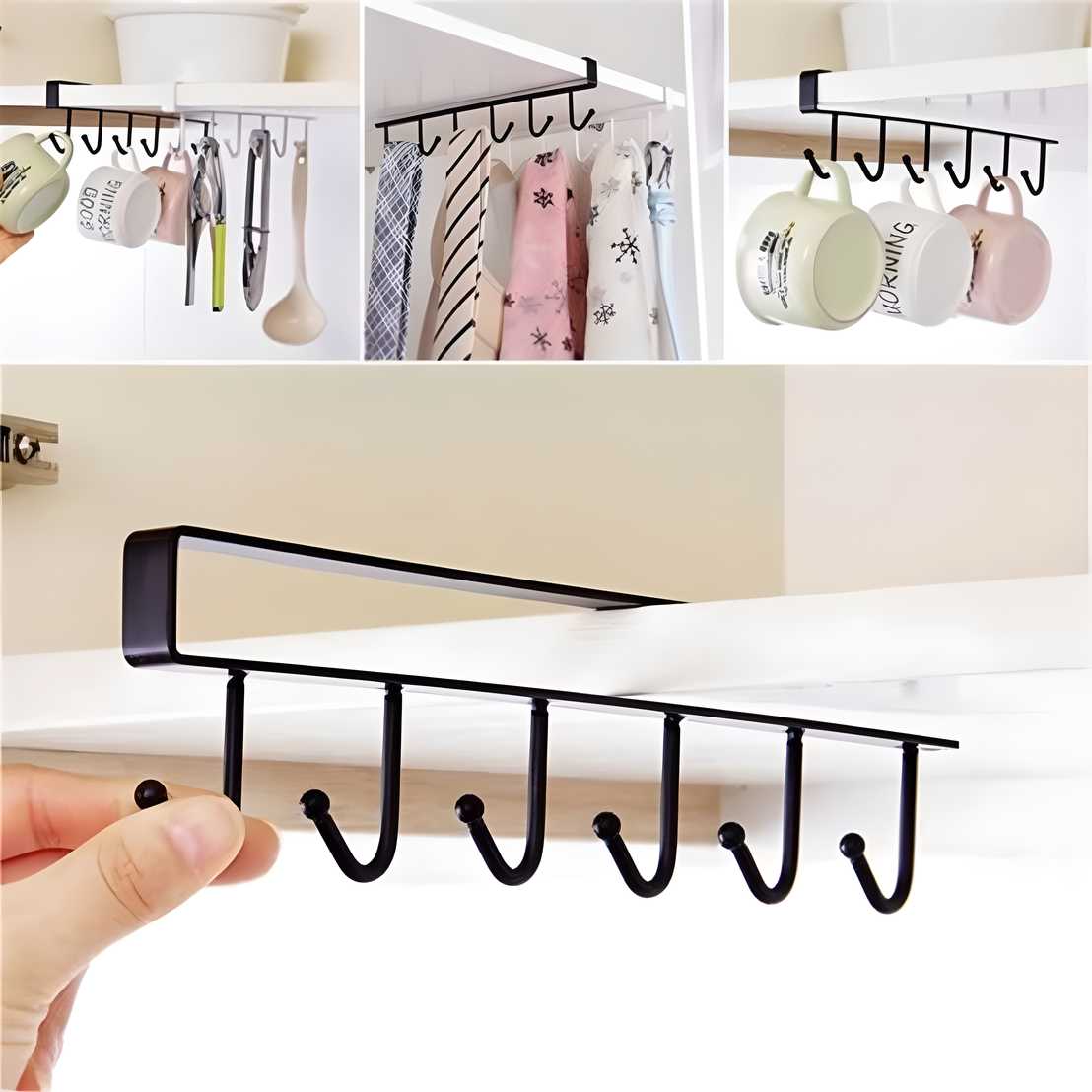 Under Cabinet Cup & Glass Storage Hooks – Kitchen Organizer
