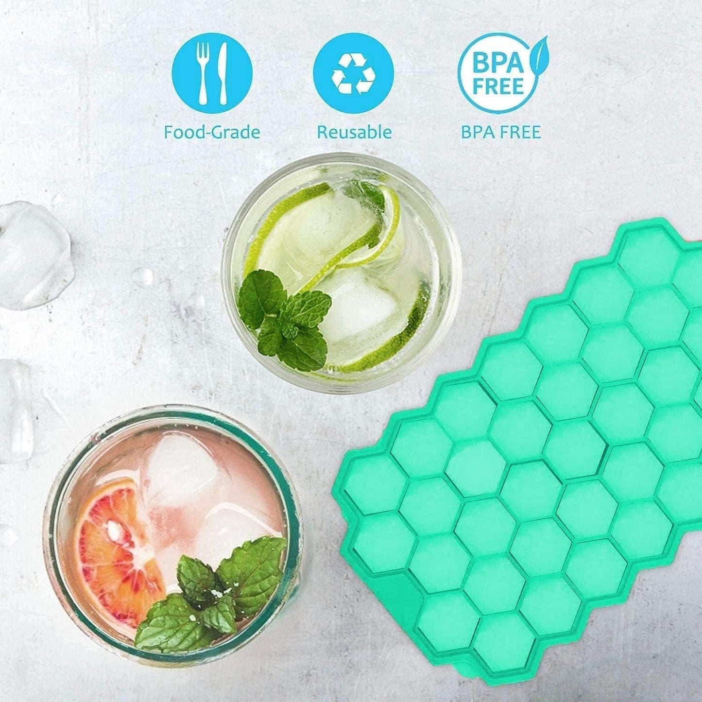 Ice Cube Maker Tray – Flexible Silicone Molds (Pack of 2)