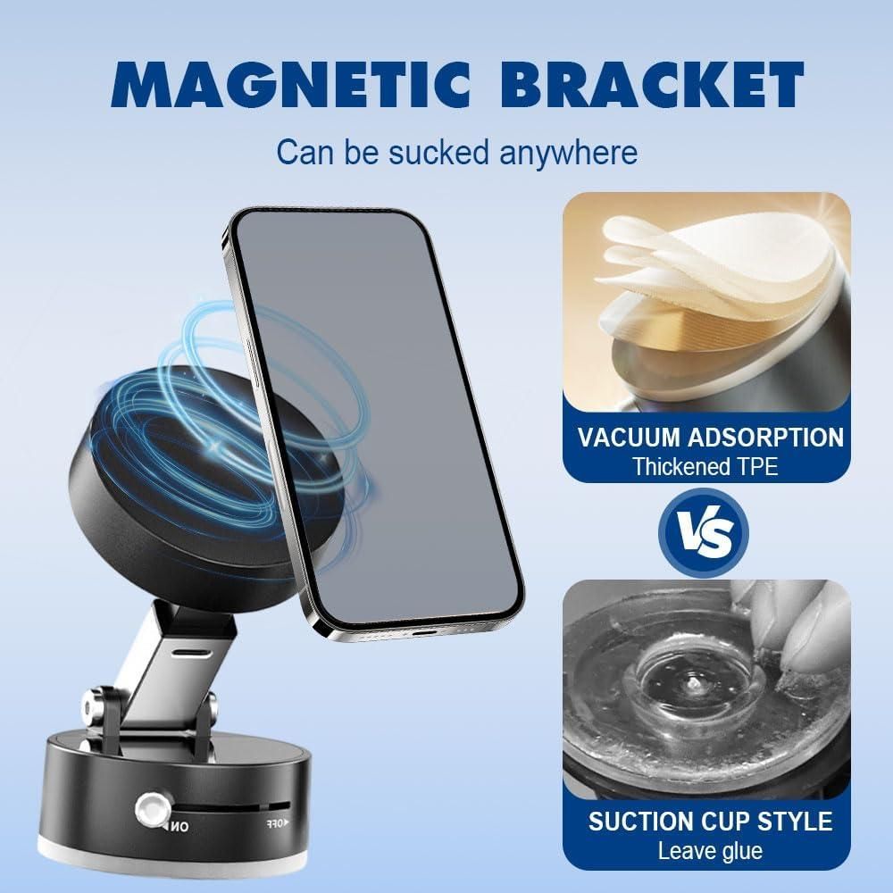 Magnetic Phone Holder – Vacuum Suction Car Mount