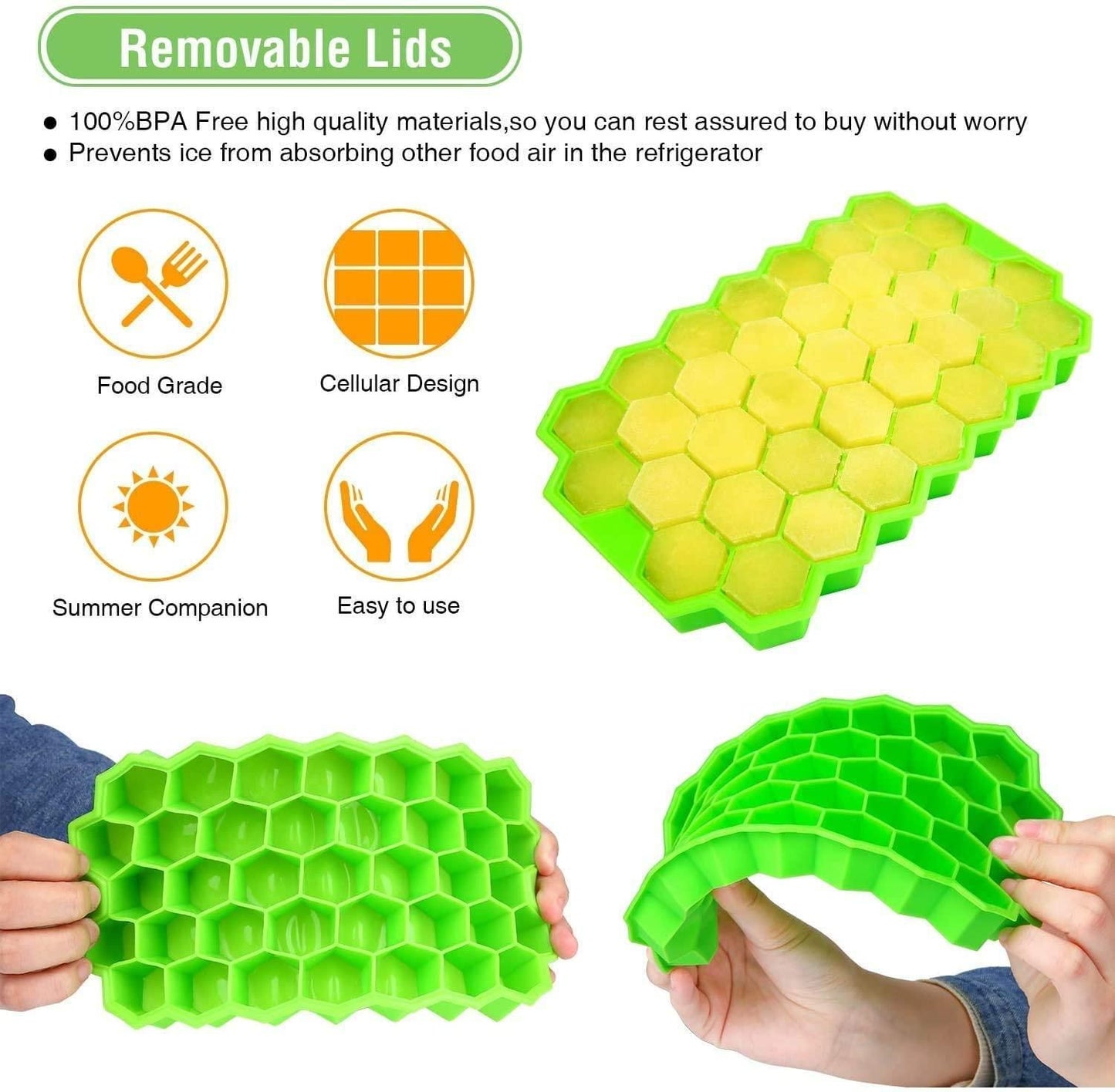 Ice Cube Maker Tray – Flexible Silicone Molds (Pack of 2)