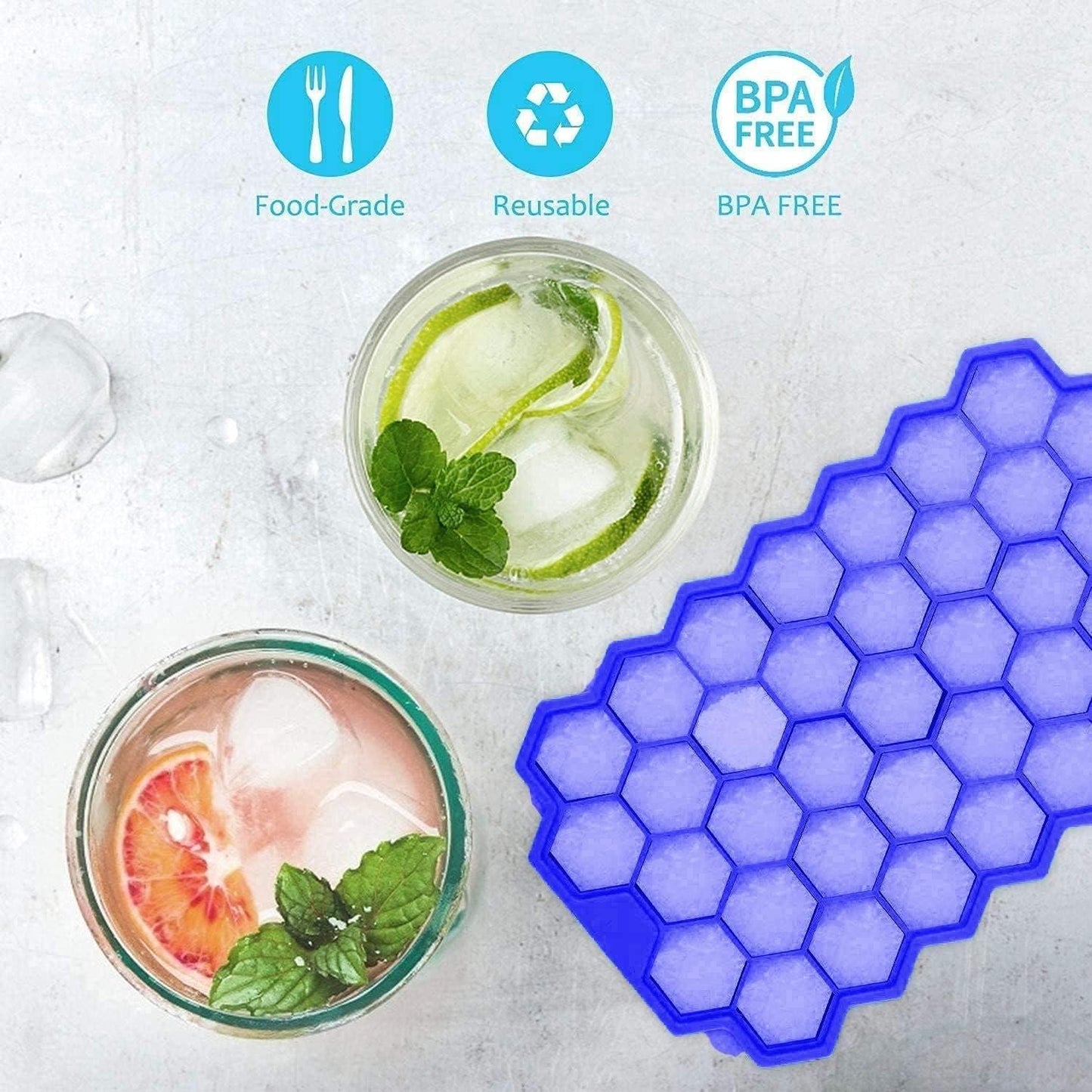 Ice Cube Maker Tray – Flexible Silicone Molds (Pack of 2)