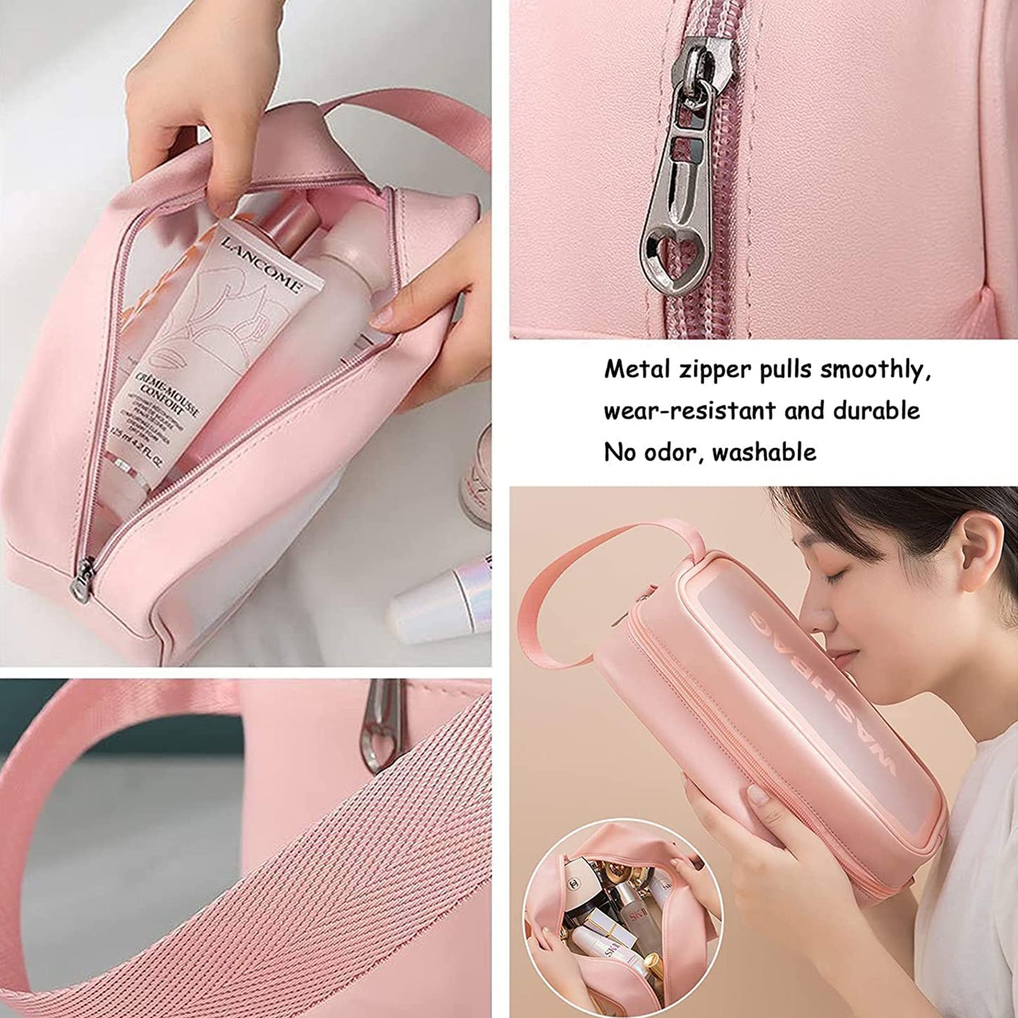 Cosmetic Pouch Make Up Bag For Home Travel Toiletry Bag For Cosmetics Brushes Accessories Set Of 3 Small Medium Big - Wash Bag