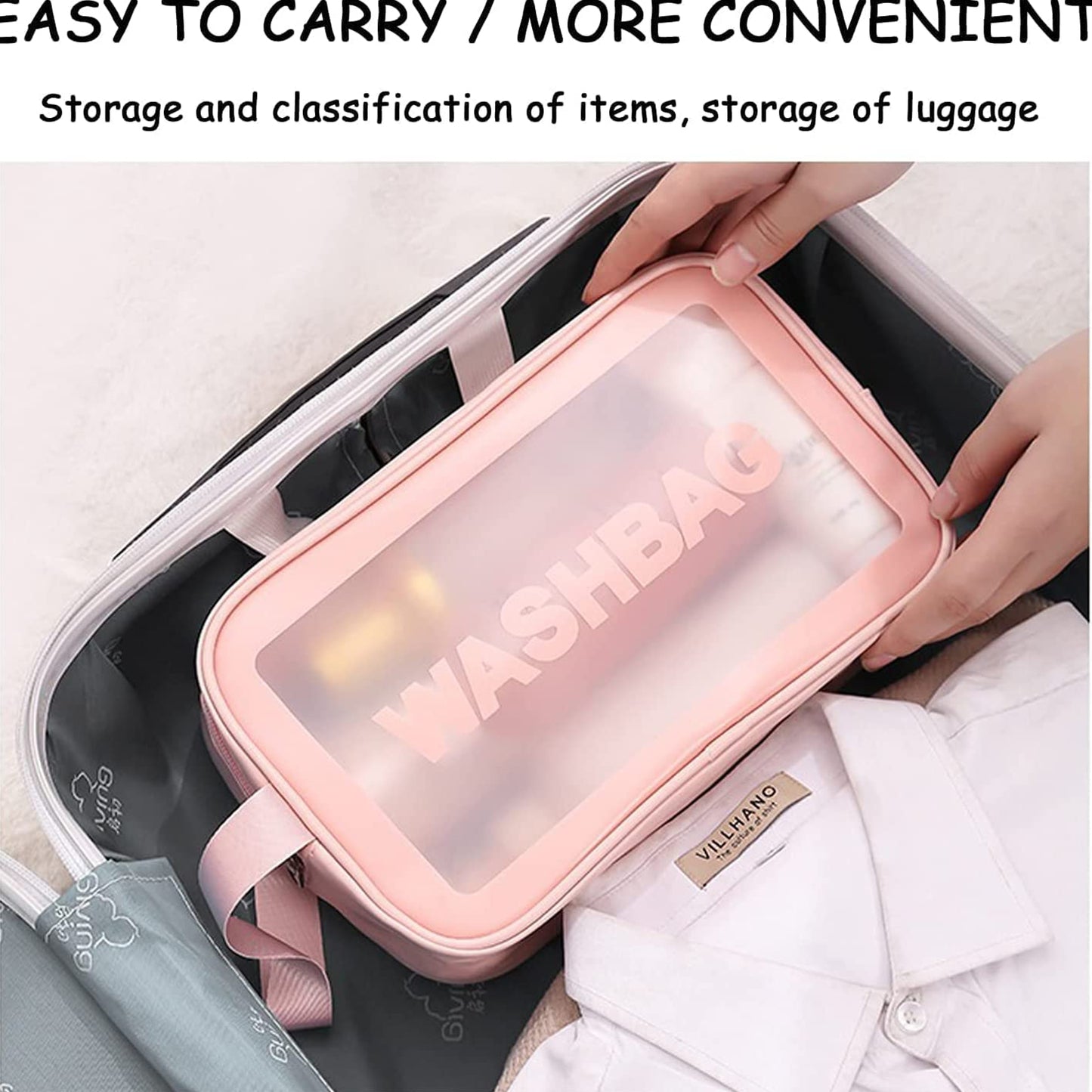 Cosmetic Pouch Make Up Bag For Home Travel Toiletry Bag For Cosmetics Brushes Accessories Set Of 3 Small Medium Big - Wash Bag