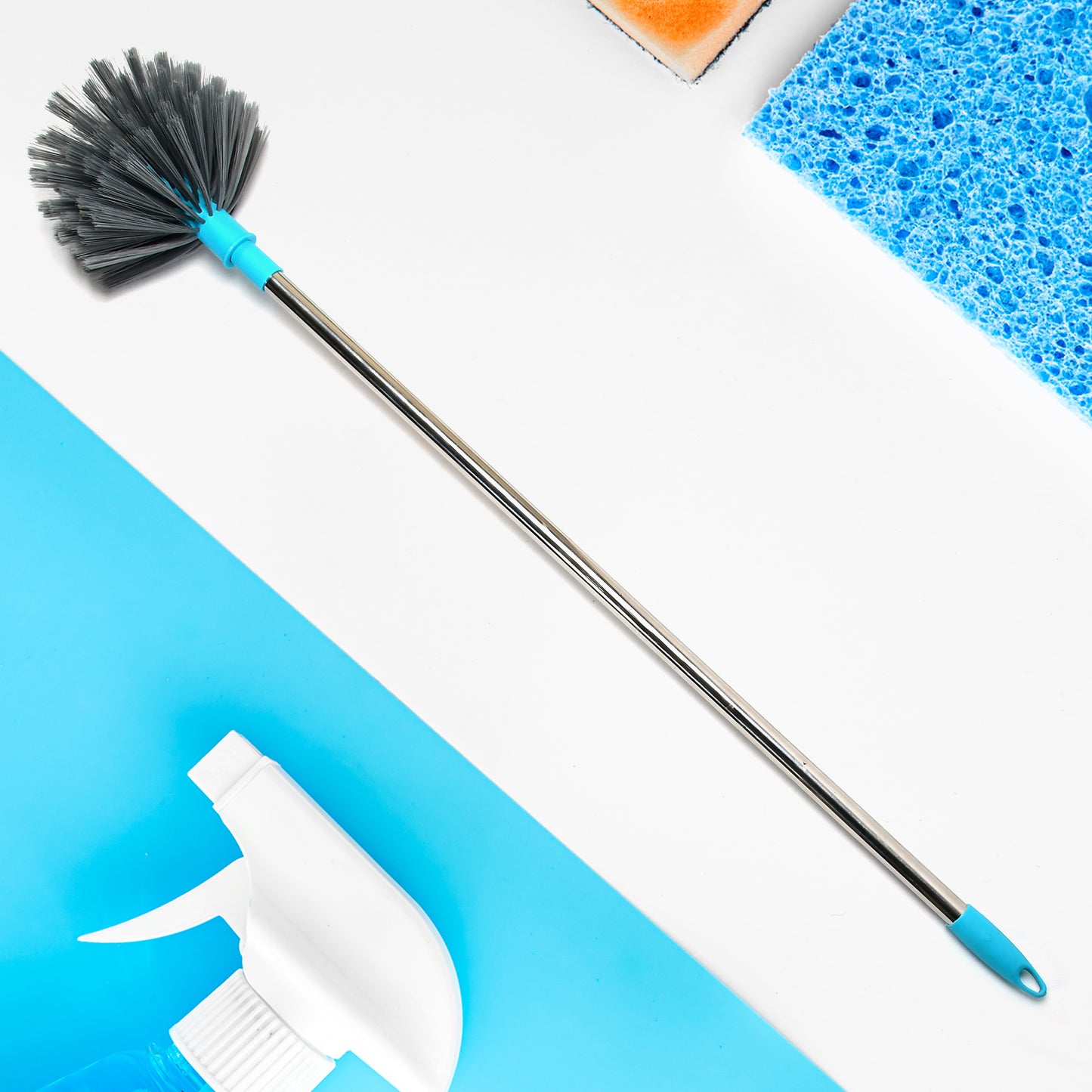 Cobweb Brush With Stainless Steel Strong Long Extendable Handle For Dusting Ceiling Cobweb Cleaning Brush For Lights Fans Webs Cleaning For Homekitchen