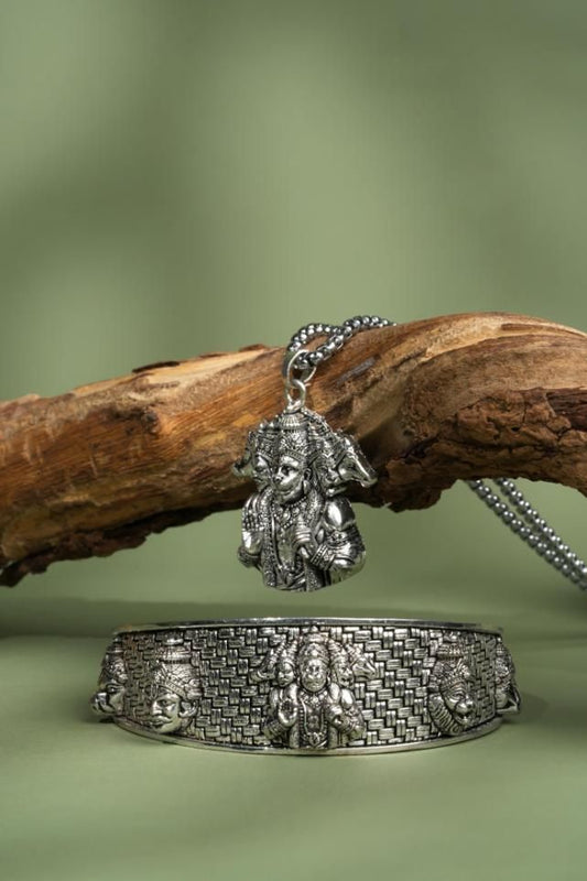 5-Mukhi Hanuman Kada with Pendant & Chain – Spiritual Power