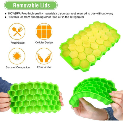 Ice Cube Maker Tray – Flexible Silicone Molds (Pack of 2)
